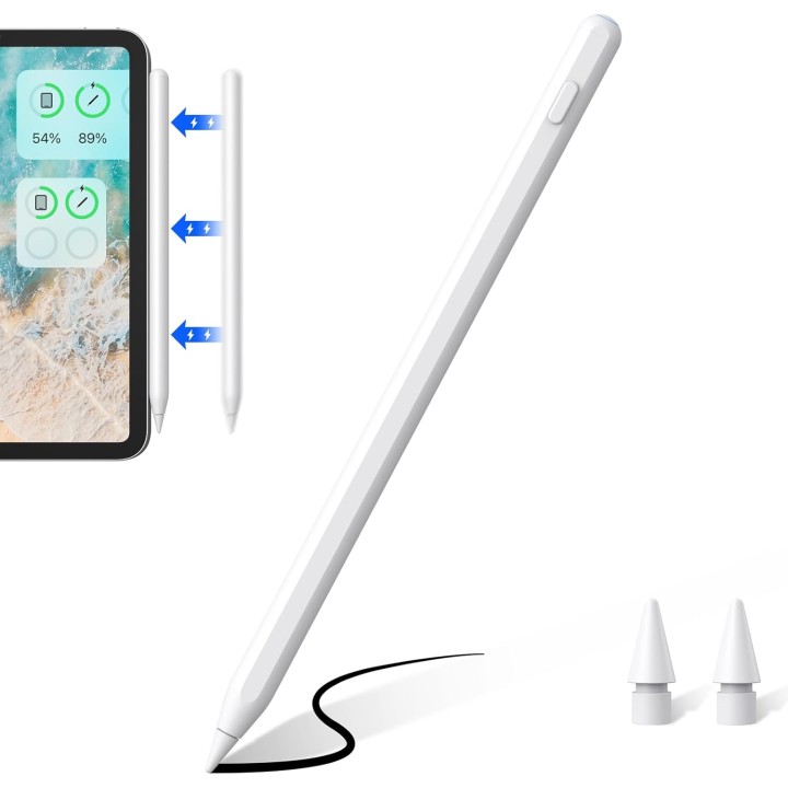 Stylet iPad Chargement Sans Fil, Crayon Compatible iPad 6/7/8/9/10, Pro 11" 4/3/2/1, 12,9" 6/5/4/3, Air 3/4/5, Mini 5/6