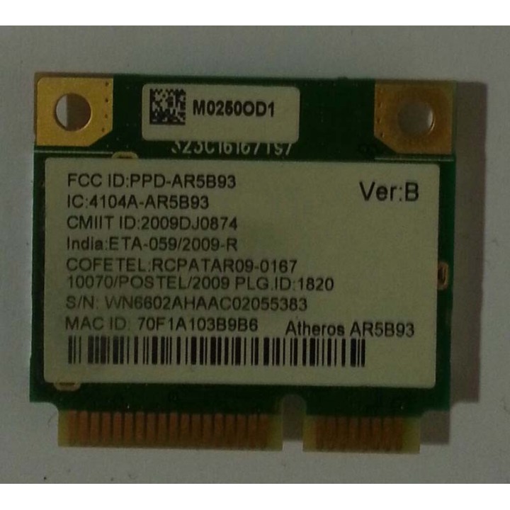 Carte wifi model ppd-ar5b93 pour Packard bell | ABIMEDIA