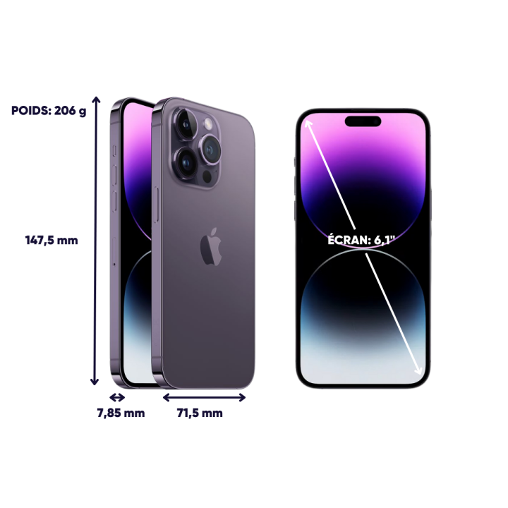 Iphone 14 Pro Violet - 128 Go | Modèle MQ0G3ZD/A