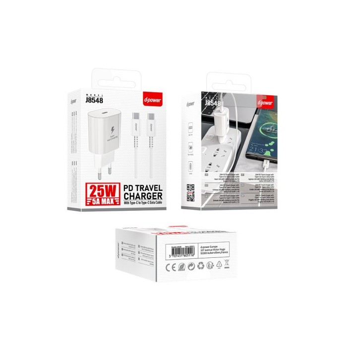 Chargeur compatible 25W Prise USB-C + | ABIMEDIA Paris